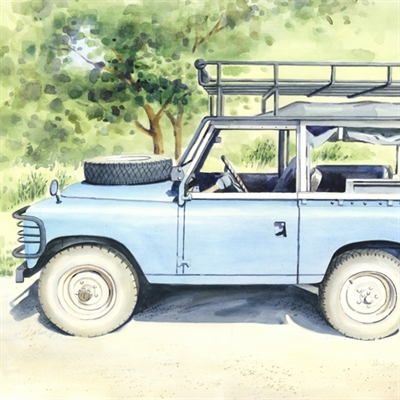 Hand Painted Watercolor of An Vintage Jeep from Its Photo,by myDaVinci - myDaVinci